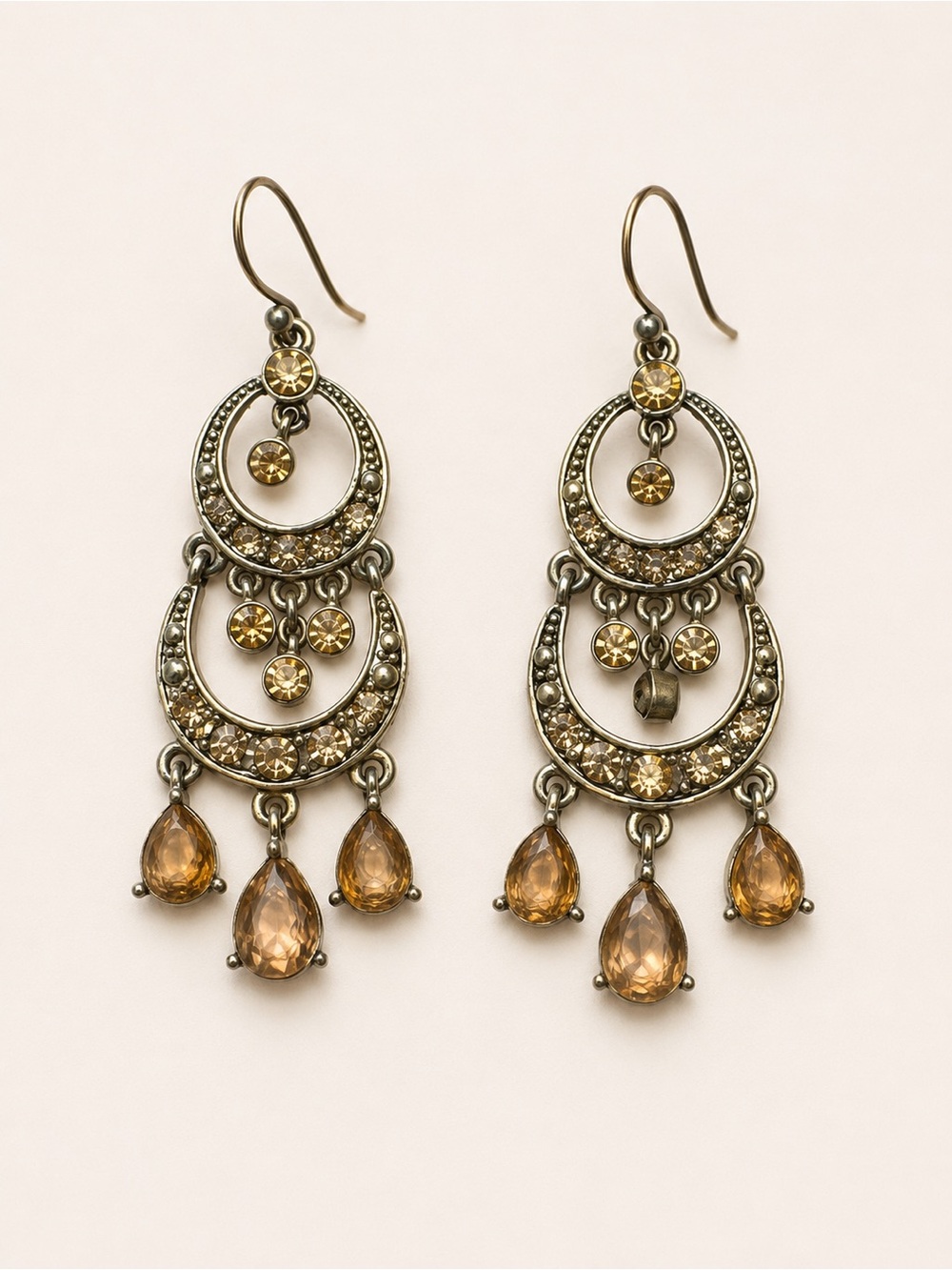 Chandelier Drop Earrings in Amber Gold